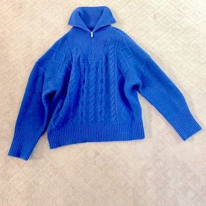 A New Day Royal Blue Quarter Zip Sweater - Size: Medium